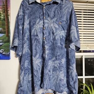 Men's Paradise Collection Blue Tropical Print Shirt